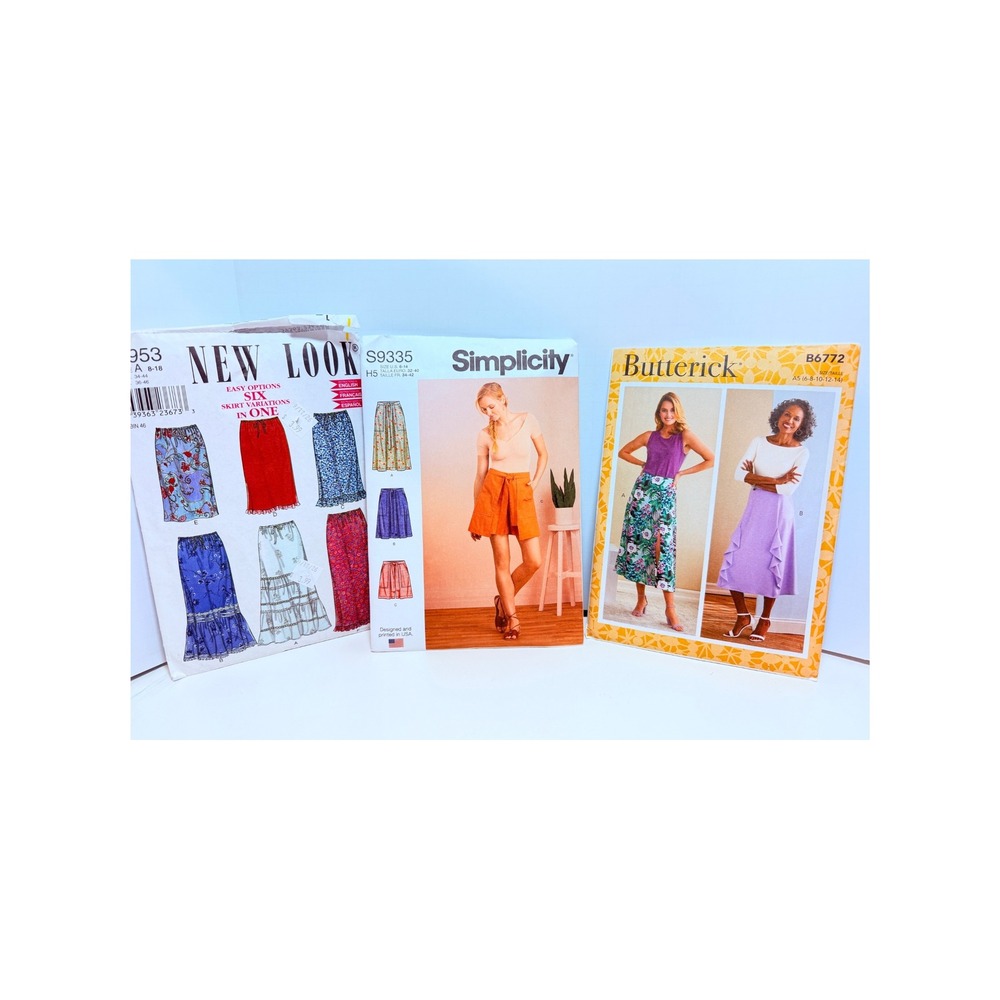 Lot 3 Womens Skirt Sewing Patterns Simplicity Butterick New Look Sizes 6-18